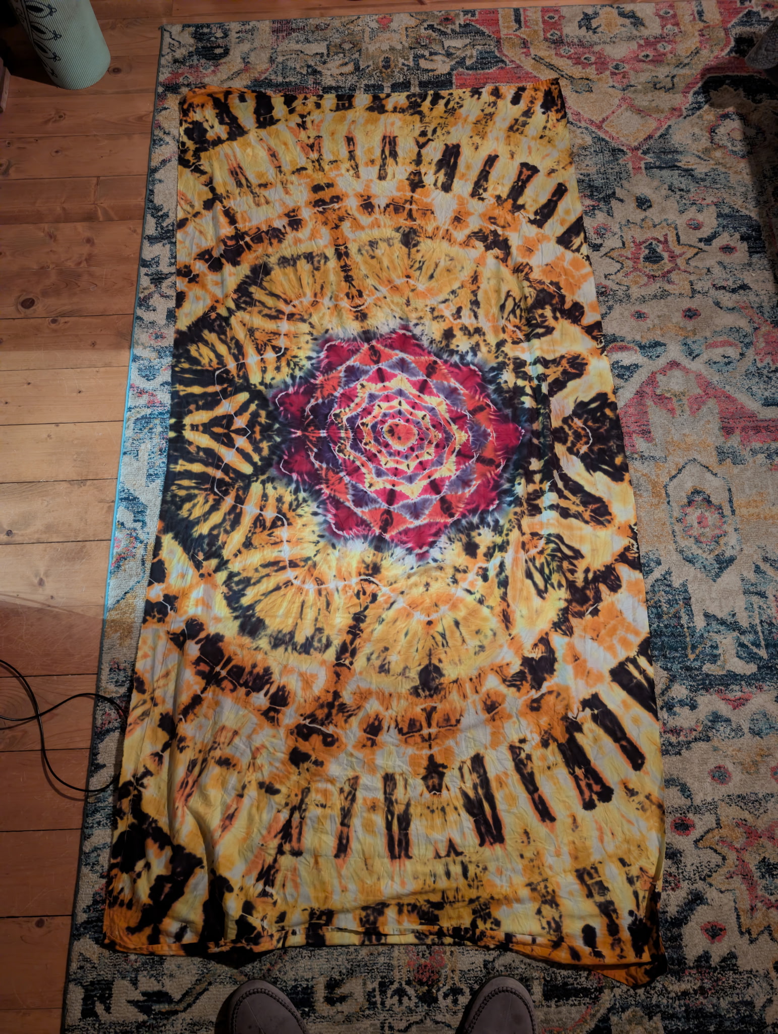 Golden Mandala Tapestry